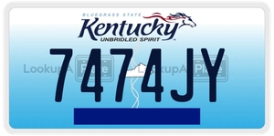 7474JY license plate in Kentucky
