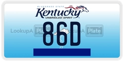 86D  license plate in KY