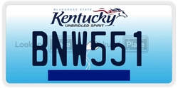 BNW551  license plate in KY