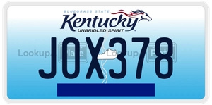 J0X378 license plate in Kentucky