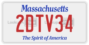 2DTV34 license plate in Massachusetts