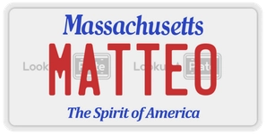 MATTEO license plate in Massachusetts