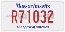 R71032  license plate in MA