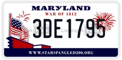 3DE1795  license plate in MD