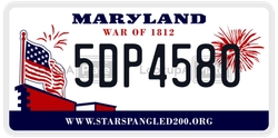 5DP4580  license plate in MD