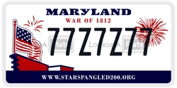 77Z7Z77  license plate in MD