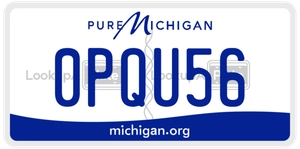 0PQU56 license plate in Michigan