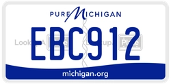 EBC912  license plate in MI