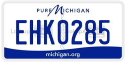 EHK0285  license plate in MI
