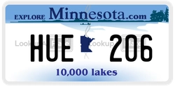 HUE206  license plate in MN
