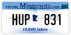 HUP831  license plate in MN