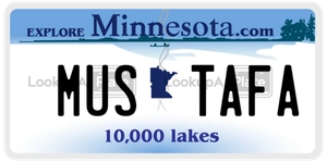 MUSTAFA license plate in Minnesota