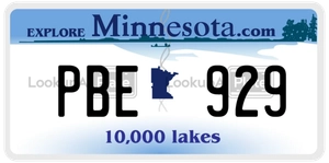 PBE929 license plate in Minnesota