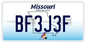 BF3J3F license plate in Missouri