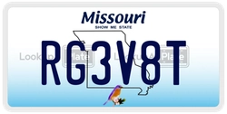 RG3V8T  license plate in MO