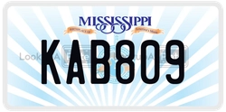 KAB809  license plate in MS