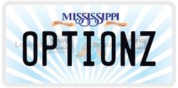 OPTIONZ  license plate in MS