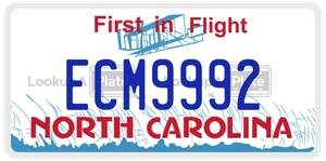 ECM9992 license plate in North Carolina