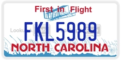 FKL5989  license plate in NC