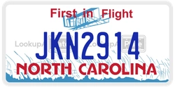JKN2914  license plate in NC