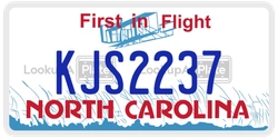 KJS2237  license plate in NC