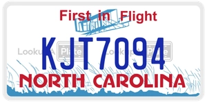 KJT7094 license plate in North Carolina