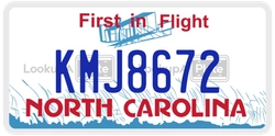 KMJ8672  license plate in NC