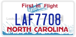 LAF7708  license plate in NC