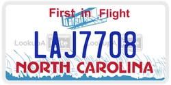 LAJ7708  license plate in NC