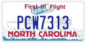 PCW7313 license plate in North Carolina