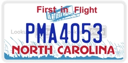 PMA4053  license plate in NC
