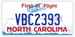 VBC2393  license plate in NC