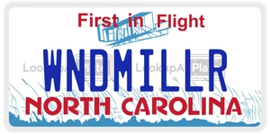 WNDMILLR license plate in North Carolina