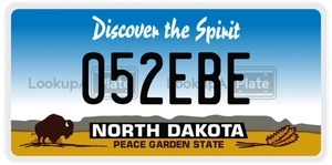 052EBE license plate in North Dakota