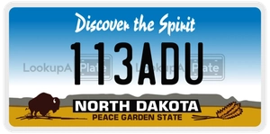113ADU license plate in North Dakota