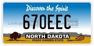 670EEC license plate in North Dakota