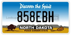 858EBH license plate in North Dakota