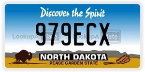 979ECX license plate in North Dakota