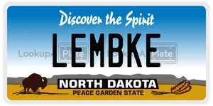 LEMBKE license plate in North Dakota