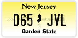D65JVL  license plate in NJ