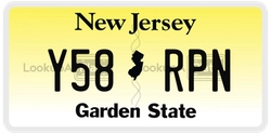 Y58RPN  license plate in NJ