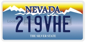 219VHE license plate in Nevada