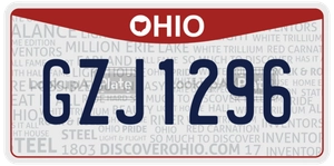 GZJ1296 license plate in Ohio
