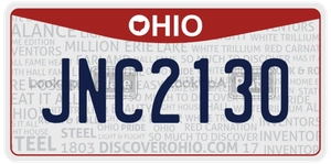 JNC2130 license plate in Ohio