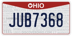 JUB7368  license plate in OH