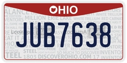 JUB7638  license plate in OH