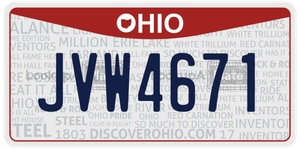 JVW4671 license plate in Ohio
