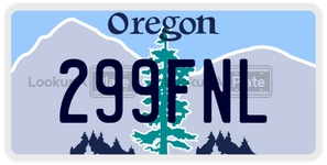 299FNL license plate in Oregon