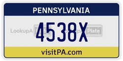 4538X  license plate in PA