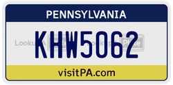 KHW5062  license plate in PA